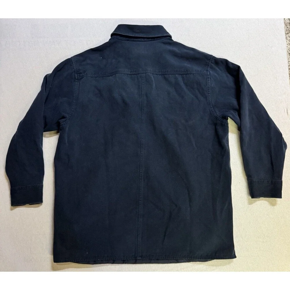 Y2K Levis Mens Cotton Canvas Shirt Jacket Shacket Size XL Navy Lined Work Winter - Picture 6 of 8